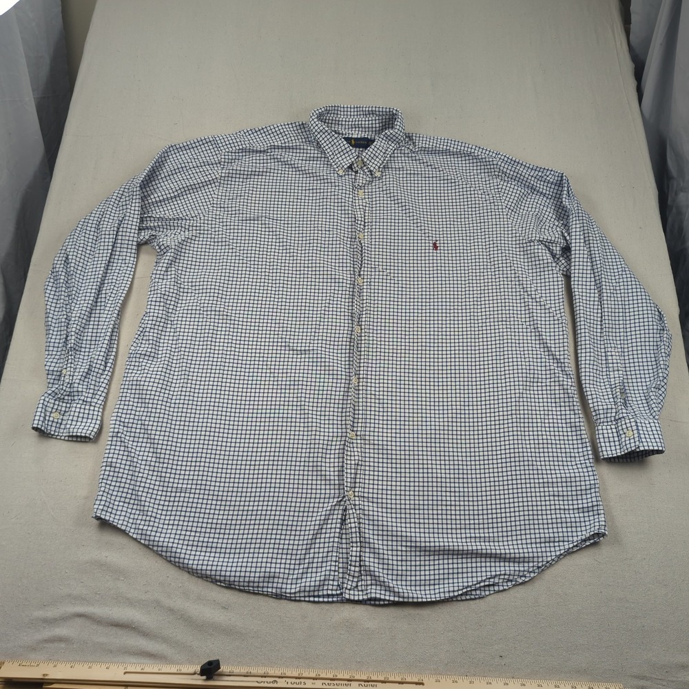 Polo Ralph Lauren Shirt Mens 4XLT Blue Plaid Check Casual Preppy
